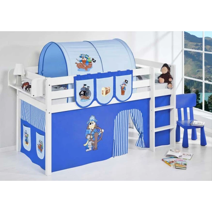 semi high bed with curtains