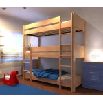 wooden triple bunk bed
