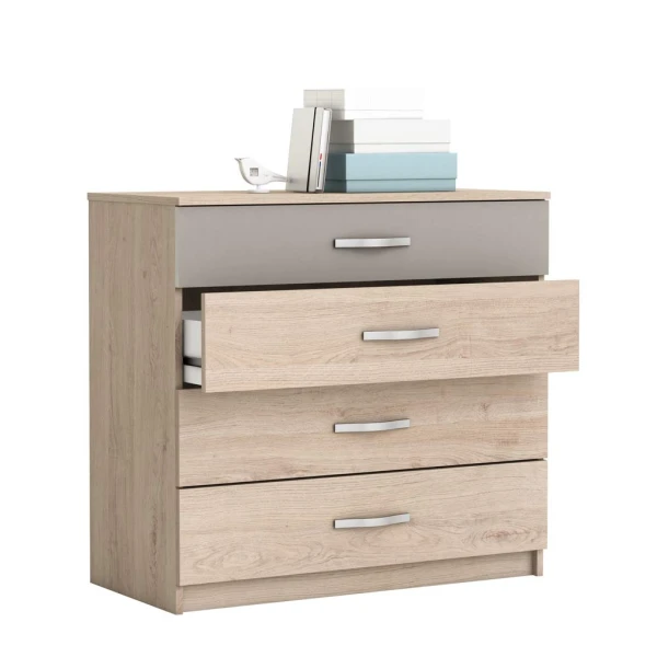 CÓMODA 4 CAJONES BICOLOR ARIZONA