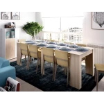 Extendable table with 5 positions. Adaptable table. From desk to dining table for 2 to 10 guests. Easy storage. Ideal for guests