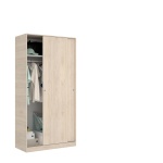 Wardrobe closet measuring 100 x 50 with shelf and hanging rod. Sliding doors to save space.