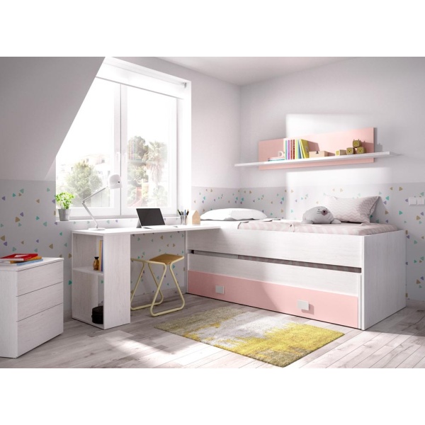 compact bed with trundle and drawer