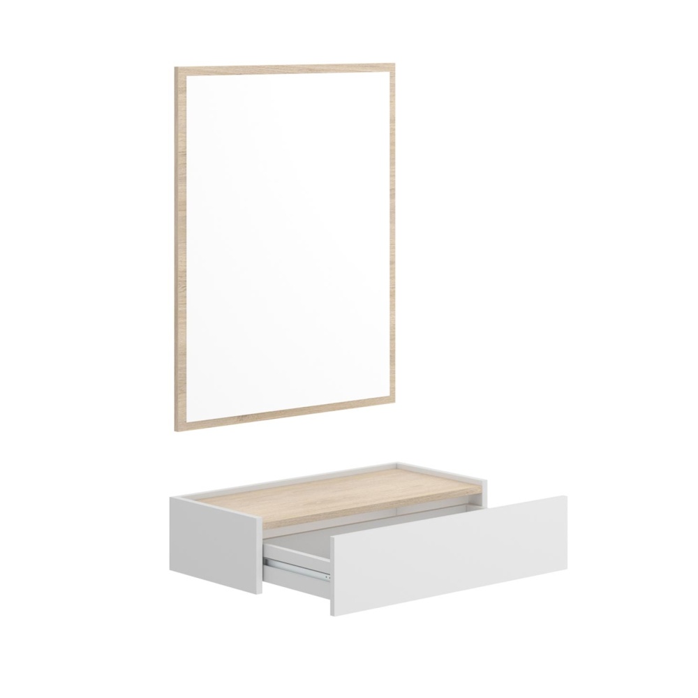 compact mirror entryway with drawer