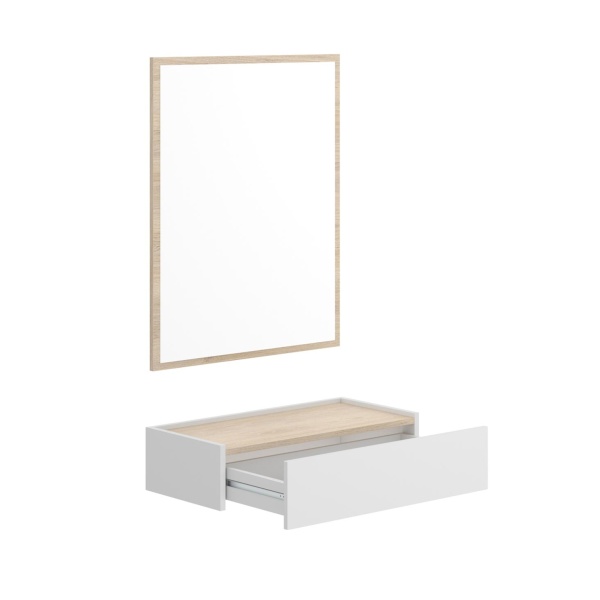 compact mirror entryway with drawer