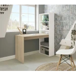 Desk with vertical bookshelf featuring 5 shelves