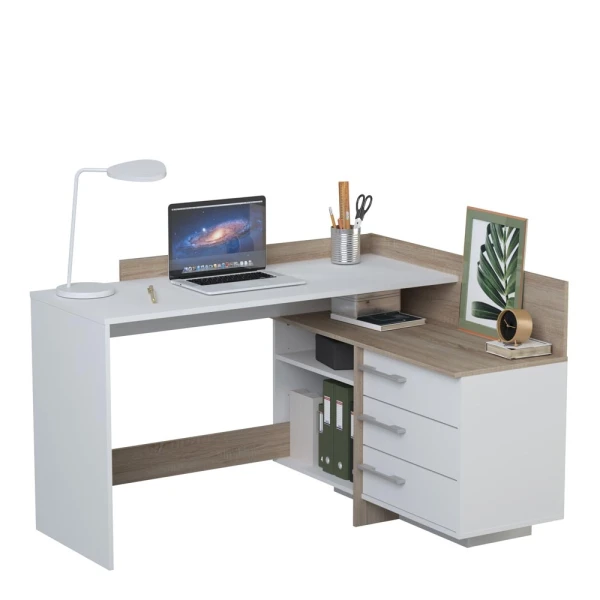 L-shaped desk with drawers