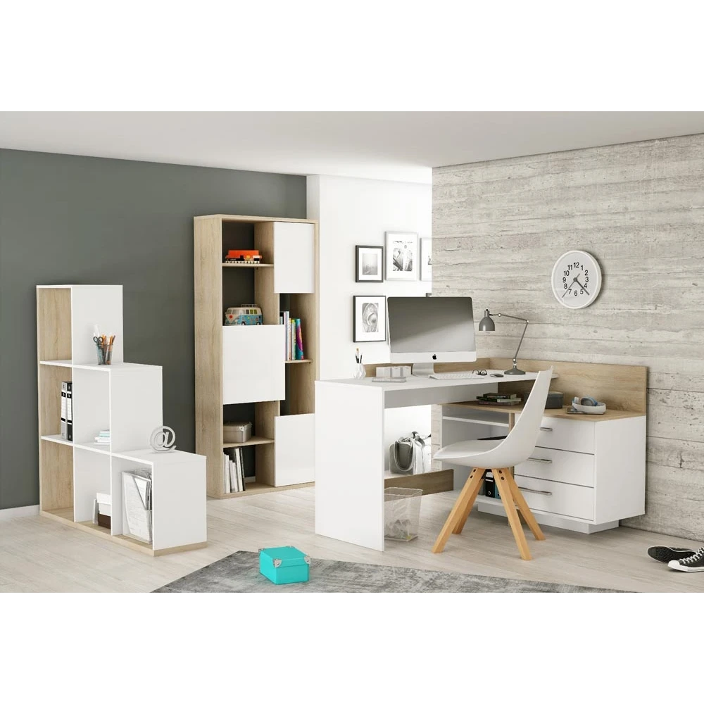 L-shaped desk with drawers