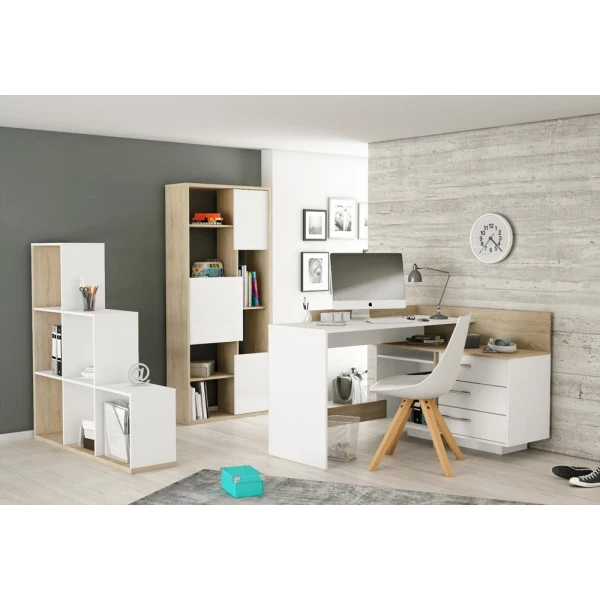 L-shaped desk with drawers