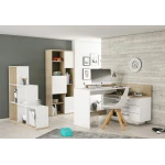 L-shaped desk with drawers