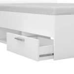 Double bed with headboard, lower drawers and shelf. 140 x 190 cm. Modern and functional bed.