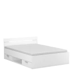 Double bed with headboard, lower drawers and shelf. 140 x 190 cm. Modern and functional bed.