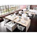 L-shaped desk with drawers and shelves