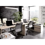 L-shaped desk with drawers and shelves