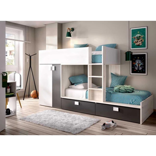 LITERA TREN CON CAJONES Y ARMARIO TIVOLI 