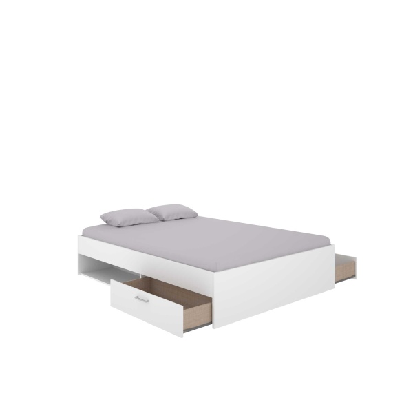 CAMA MATRIMONIAL BLANCA CON CAJONES  SIRACUSA