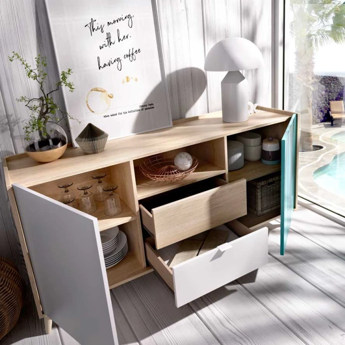 APARADOR  ESTILO RETRO 2 PUERTAS 2 CAJONES POP