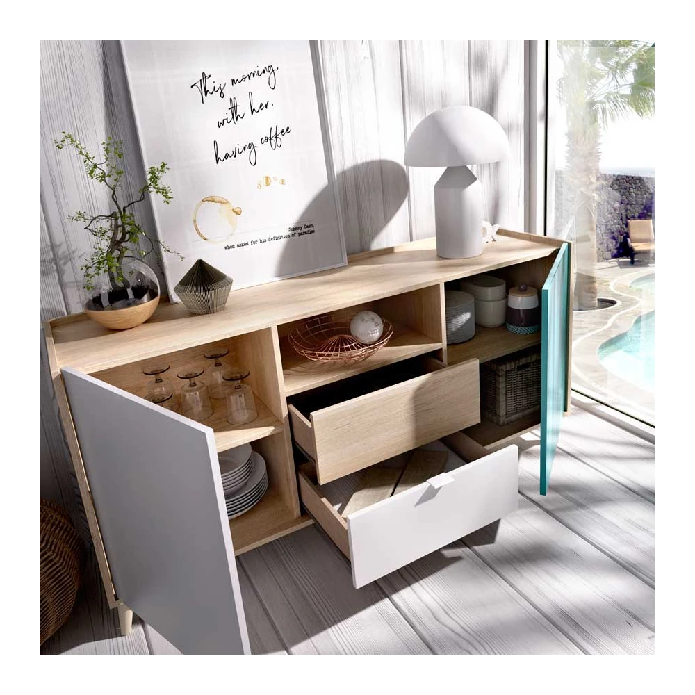 APARADOR  ESTILO RETRO 2 PUERTAS 2 CAJONES POP