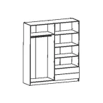 4-door wardrobe with 2 drawers