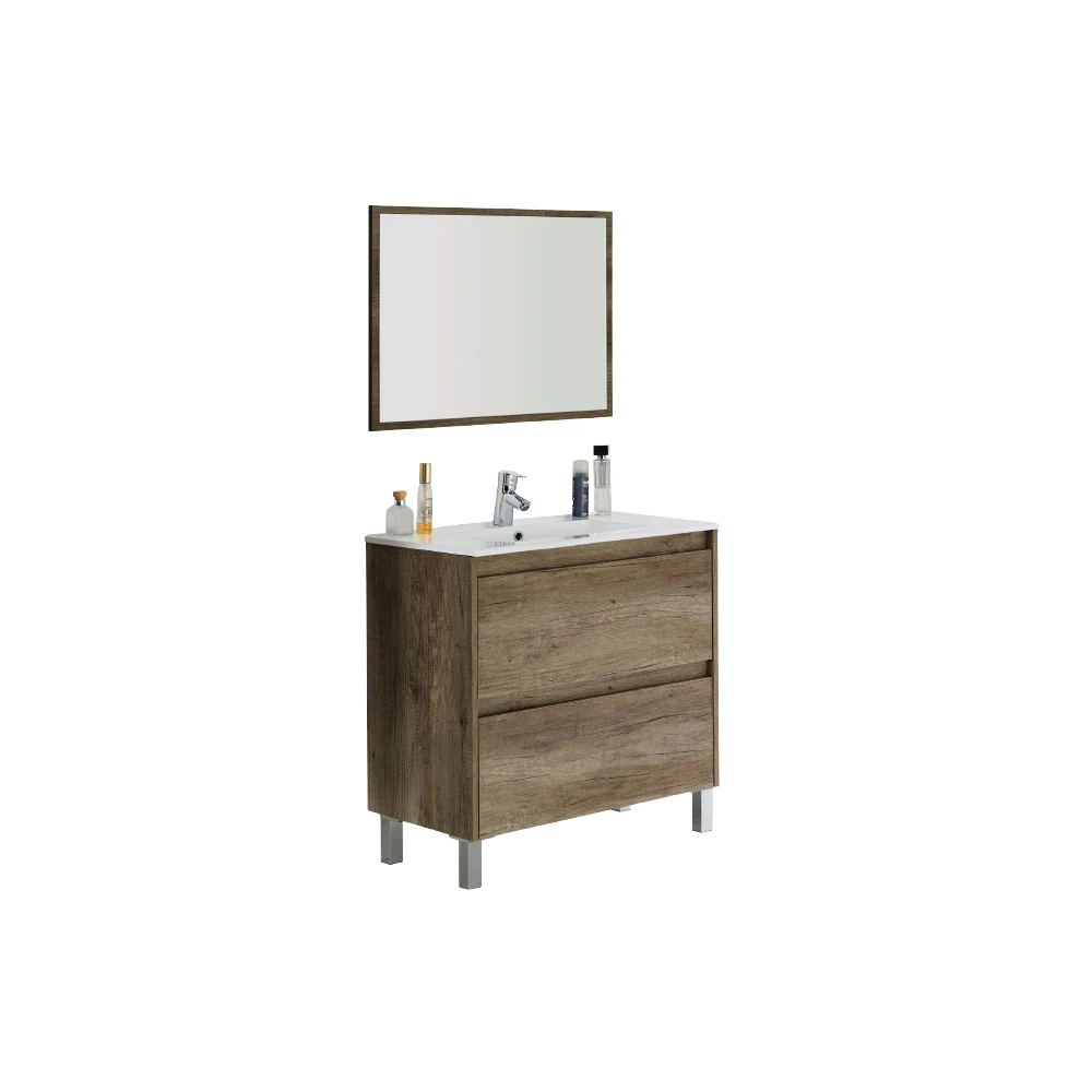 MUEBLE DE BAÑO CON ESPEJO DREVO 2 CAJONES