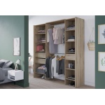 Open wardrobe measuring 192 x 50 cm with 2 bars, 3 drawers, and 9 shelves. Great storage capacity