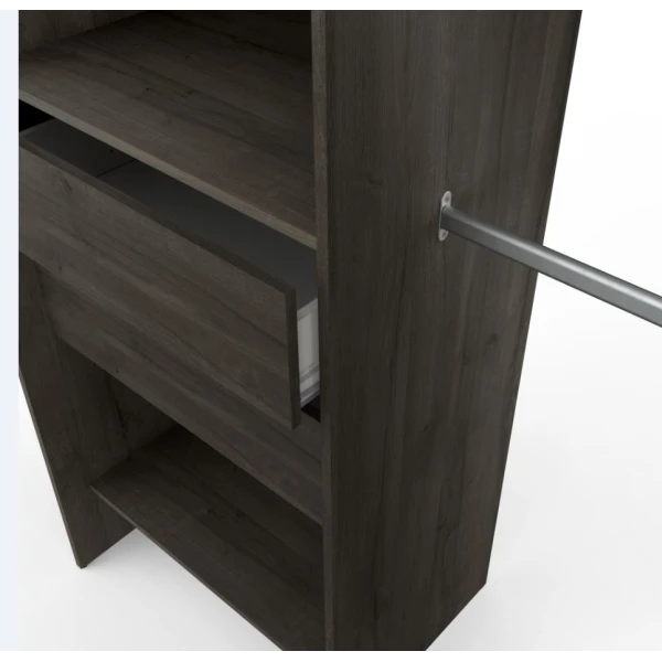 Open wardrobe measuring 192 x 50 cm with 2 bars, 3 drawers, and 9 shelves. Great storage capacity