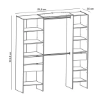 Open wardrobe measuring 192 x 50 cm with 2 bars, 3 drawers, and 9 shelves. Great storage capacity