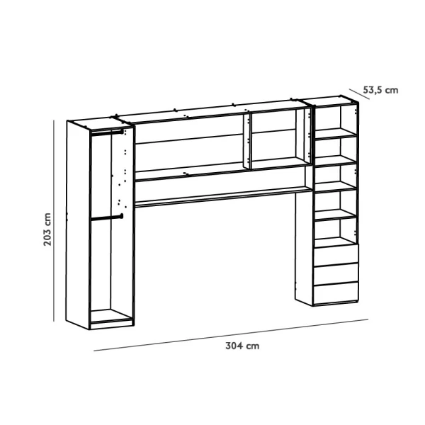 Full youth Bedroom furniture. Includes bed, wardrobes, 3 drawers, and a shelf. Functional. Great value for money. 