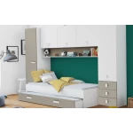 Full youth Bedroom furniture. Includes bed, wardrobes, 3 drawers, and a shelf. Functional. Great value for money. 