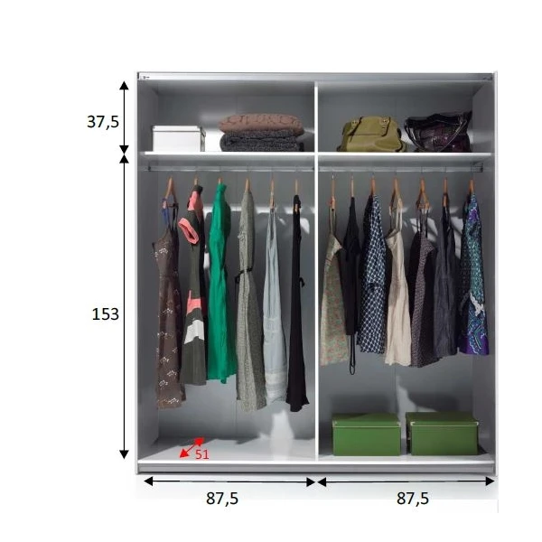  Bicolor Wardrobe 2 Doors
