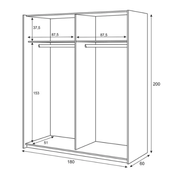  Bicolor Wardrobe 2 Doors