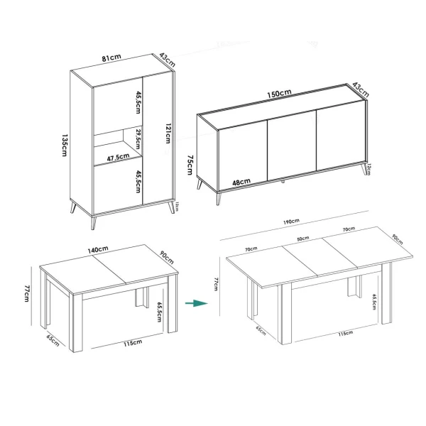 CONJUNTO SALÓN COMEDOR 3 PIEZAS SENSO