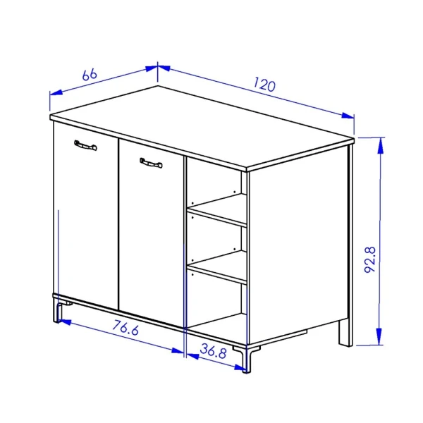MUEBLE AUXILIAR DE COCINA DE ESTILO INDUSTRIAL RUBY