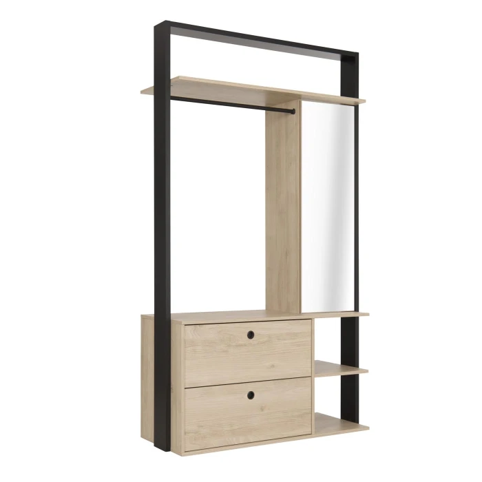 Open wardrobe with mirror
