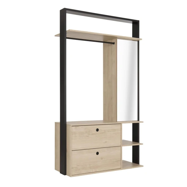 Open wardrobe with mirror