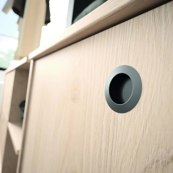 Open wardrobe with mirror