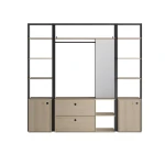 Open wardrobe with mirror