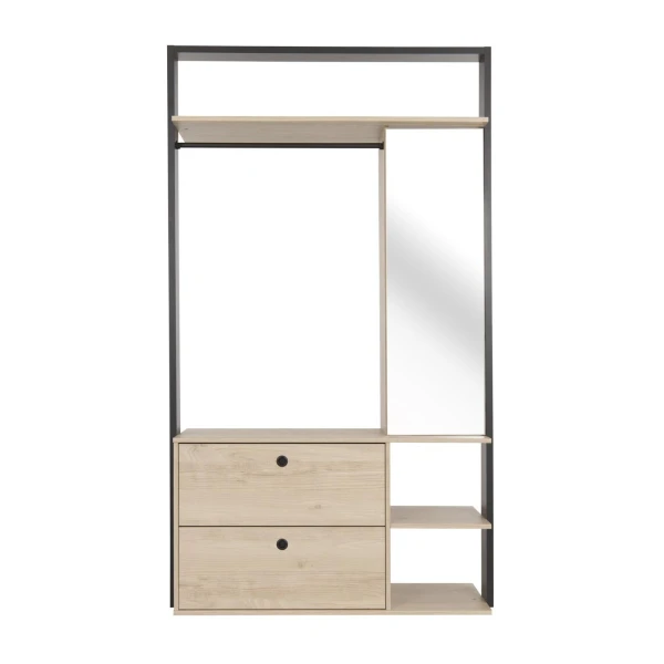 Open wardrobe with mirror