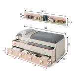 CAMA CON CAMA SUPLETORIA Y CAJONES INFERIORES AILUZ