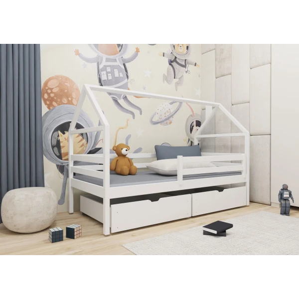 CAMA INFANTIL CASITA CON CAJONES Y BARANDILLA MISSISSIPPI