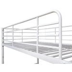 Practical and durable metal bunk bed. Divisible into 2 single beds. Ladder included. Full railing.
