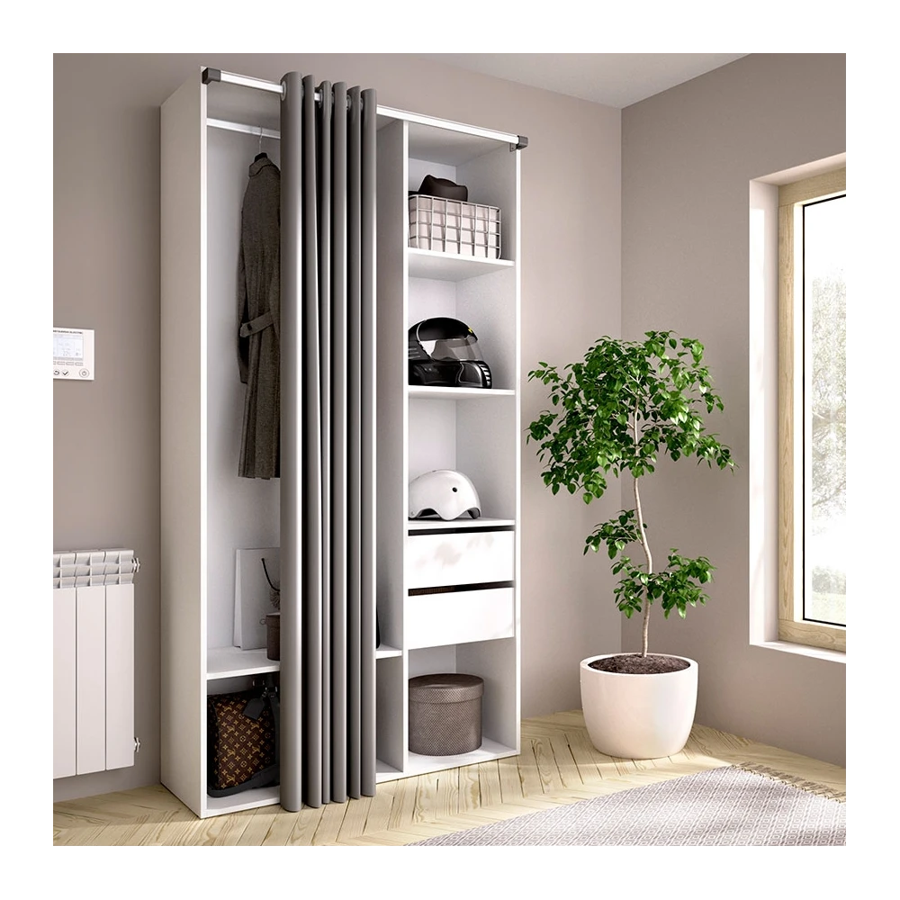 Dressing room with curtains