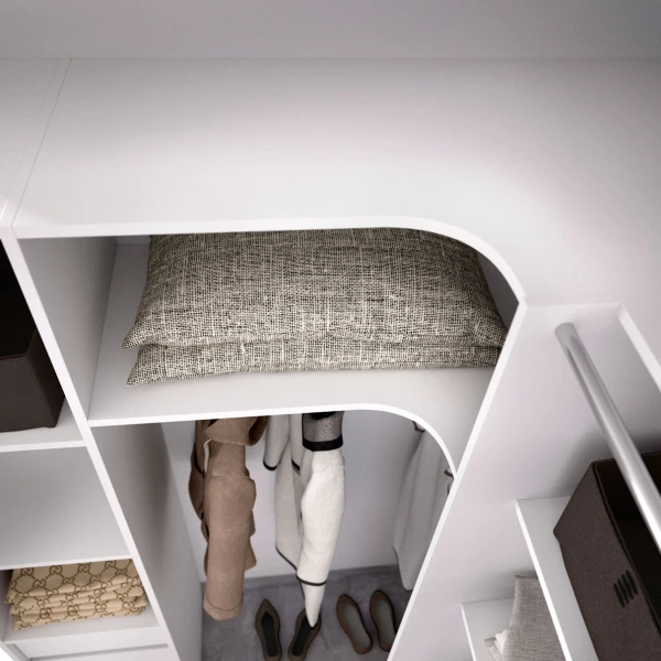 L-shaped dressing room