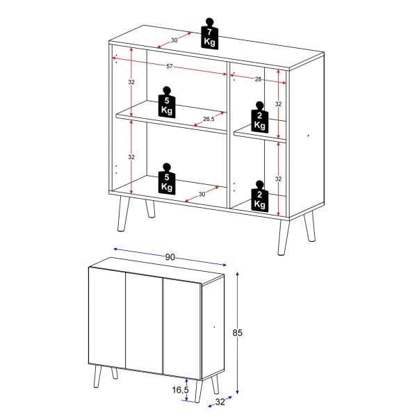 White sideboard 90 cm