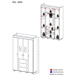 BUBBLES kids white wardrobe with detailed measurements, functional and compact design