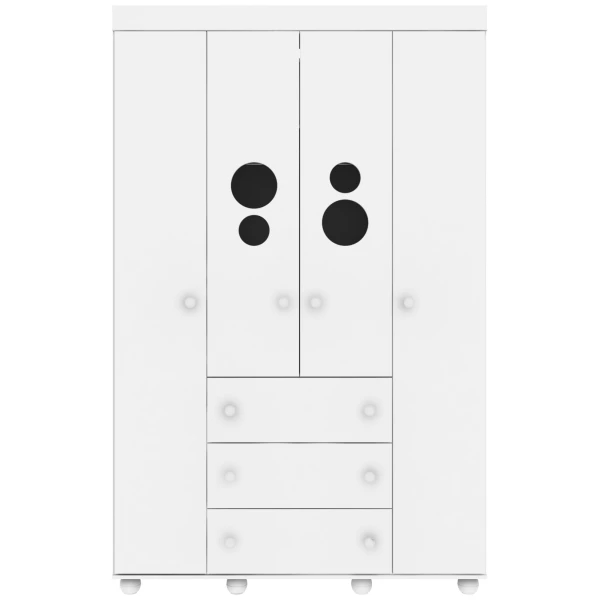 BUBBLES kids white wardrobe with open doors and drawers, modern and practical design