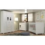 BUBBLES kids white wardrobe with 4 doors and 3 drawers, modern design and large storage space