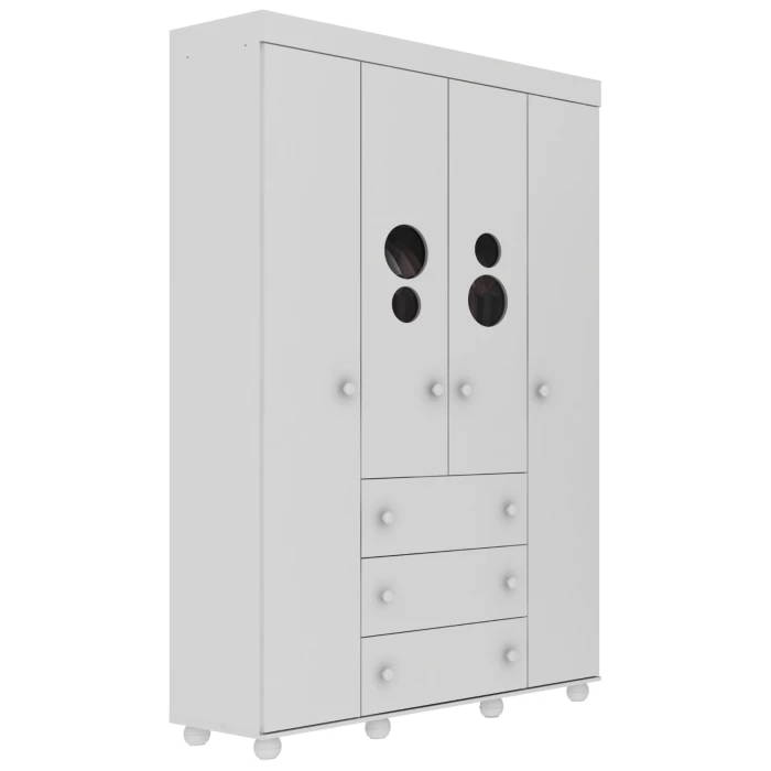 BUBBLES white wardrobe in baby room, modern decorative furniture set