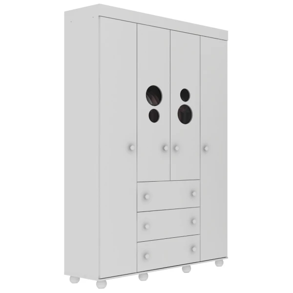 BUBBLES white wardrobe in baby room, modern decorative furniture set