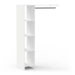 White DELTA wardrobe extension kit with shelves and hanging rail for bedroom or hallway.