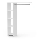 DELTA white extension kit with shelves and hanging rail, ideal modular unit for clothes storage.
